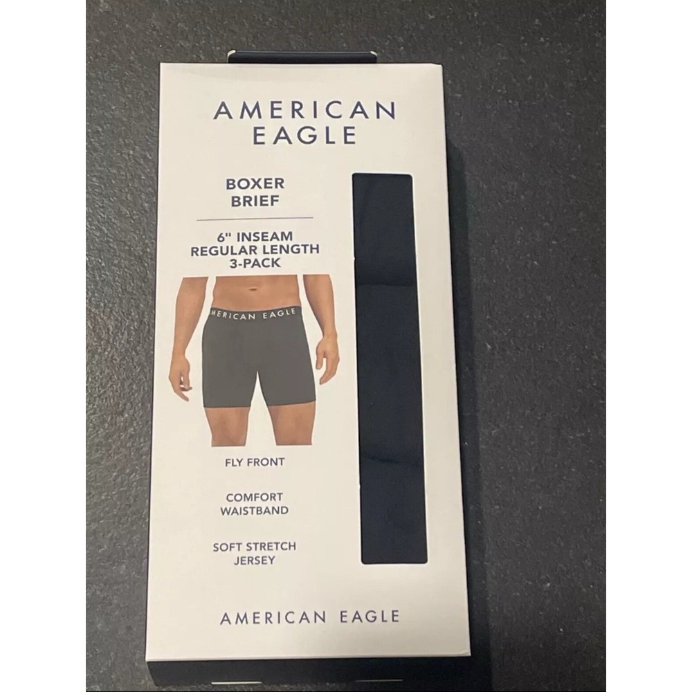 American Eagle Boxer Briefs Men's Small Black Flex 3 Pack 4.5"‎ Inseam
